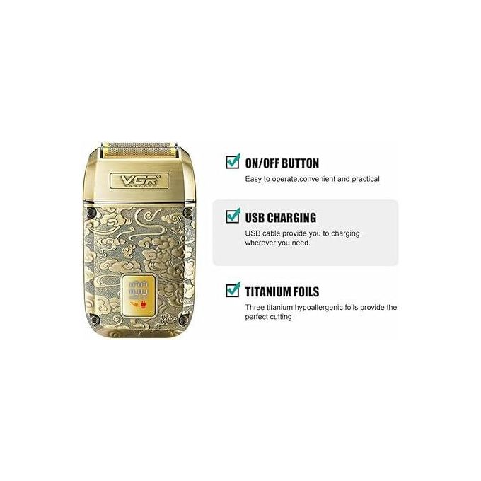 VGR ماكينة حلاقة كهربائية لاسلكية قابلة لاعادة الشحن ضد الماء V-336