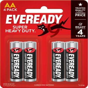 Eveready 1215-4 AA Carbon Zinc Batteries - 4 Count, 1.5V_بطاريات كربون زنك AA من ايفريدي 1215-4 - 4 قطع، 1.5 فولت