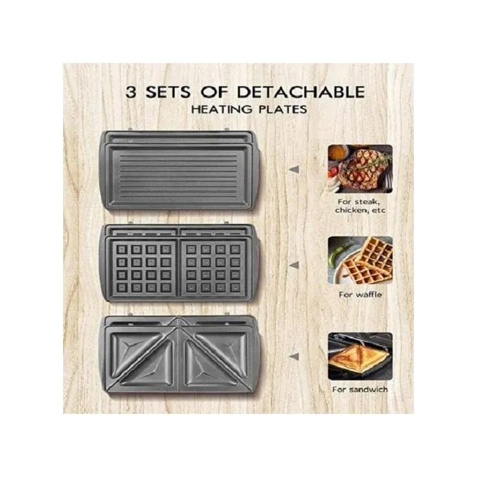 ماكينة صنع الساندويتشات 3 في 1 من سيتي 800 واط، لون أسود HMA-1041.